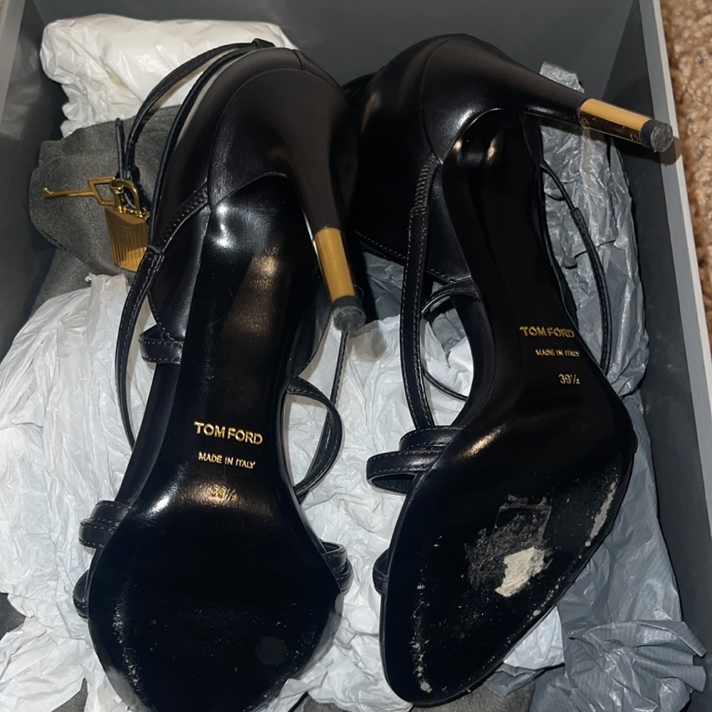 Tom Ford Shoes | Tom Ford Padlock Strappy Heels | Color: Black | Size: 39.5 - Picture 7 of 7